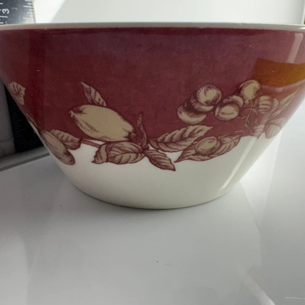 Vintage Waverly Red Floral Ceramic Bowl‎ Kitchenware Cereal Dish Garden Room